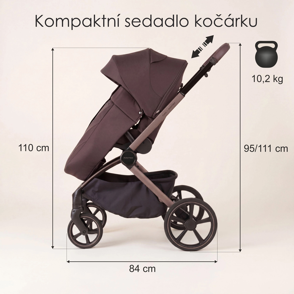 ADAMEX Kočík kombinovaný Como Chocolate Brown