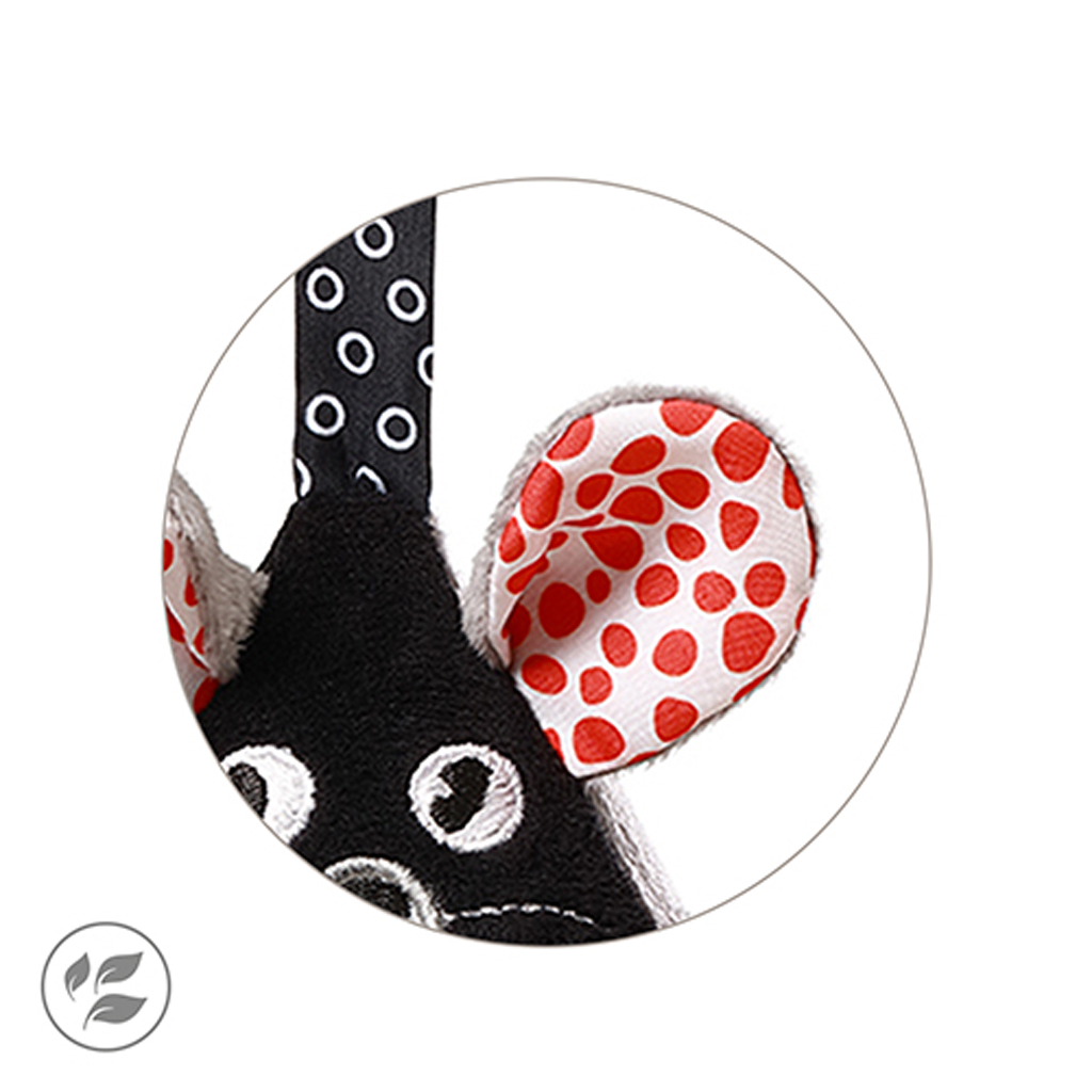 BABYONO Hračka závesná kontrastná na C krúžku Mouse 0m+