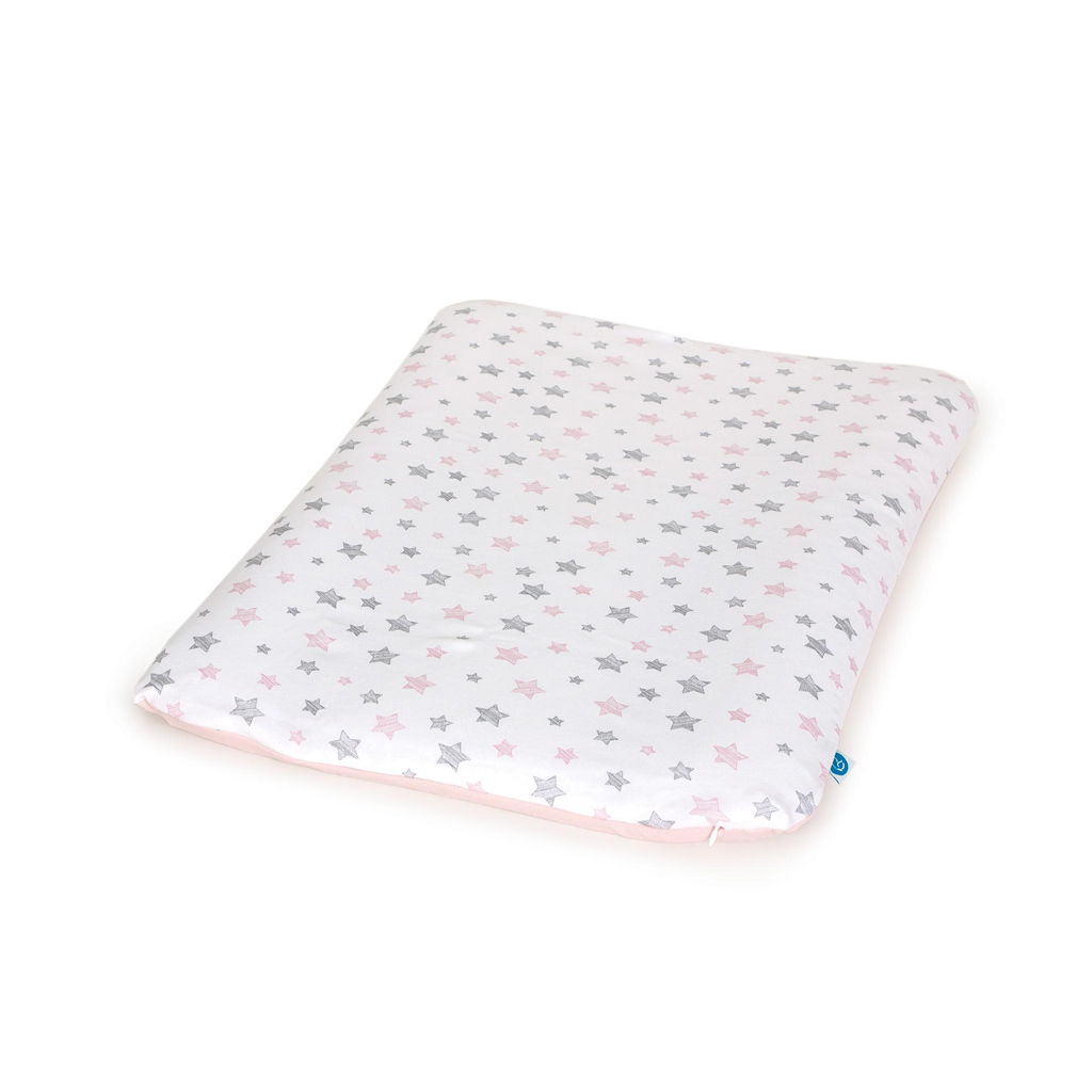 CEBA BABY Poťah na mäkkú prebaľovaciu podložku (50x70) 2 ks Grey Stars+Pink Stars