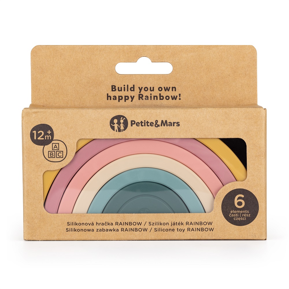 PETITE&amp;MARS Hračka silikónová skladacia Rainbow Intense Ochre 12m+