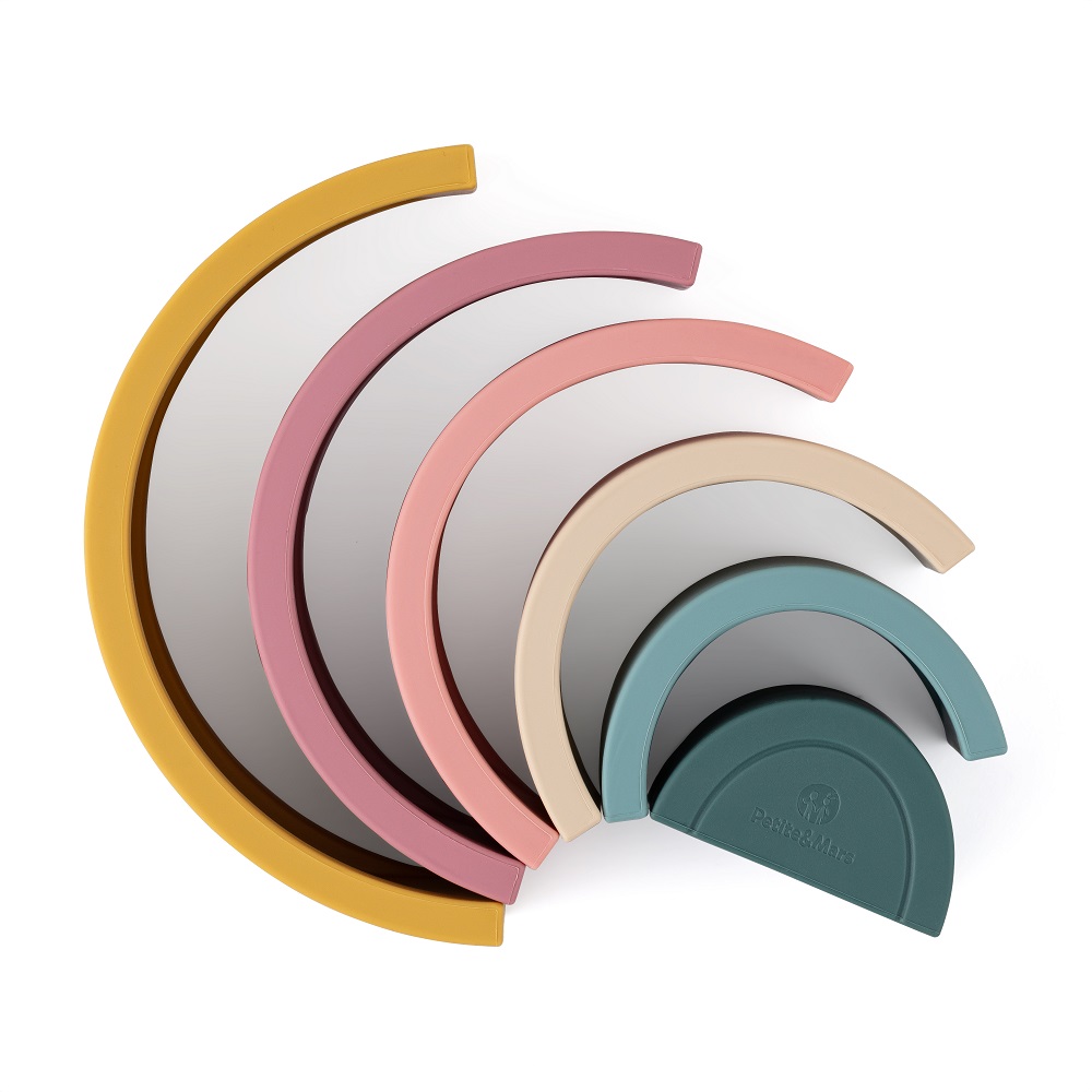 PETITE&amp;MARS Hračka silikónová skladacia Rainbow Intense Ochre 12m+