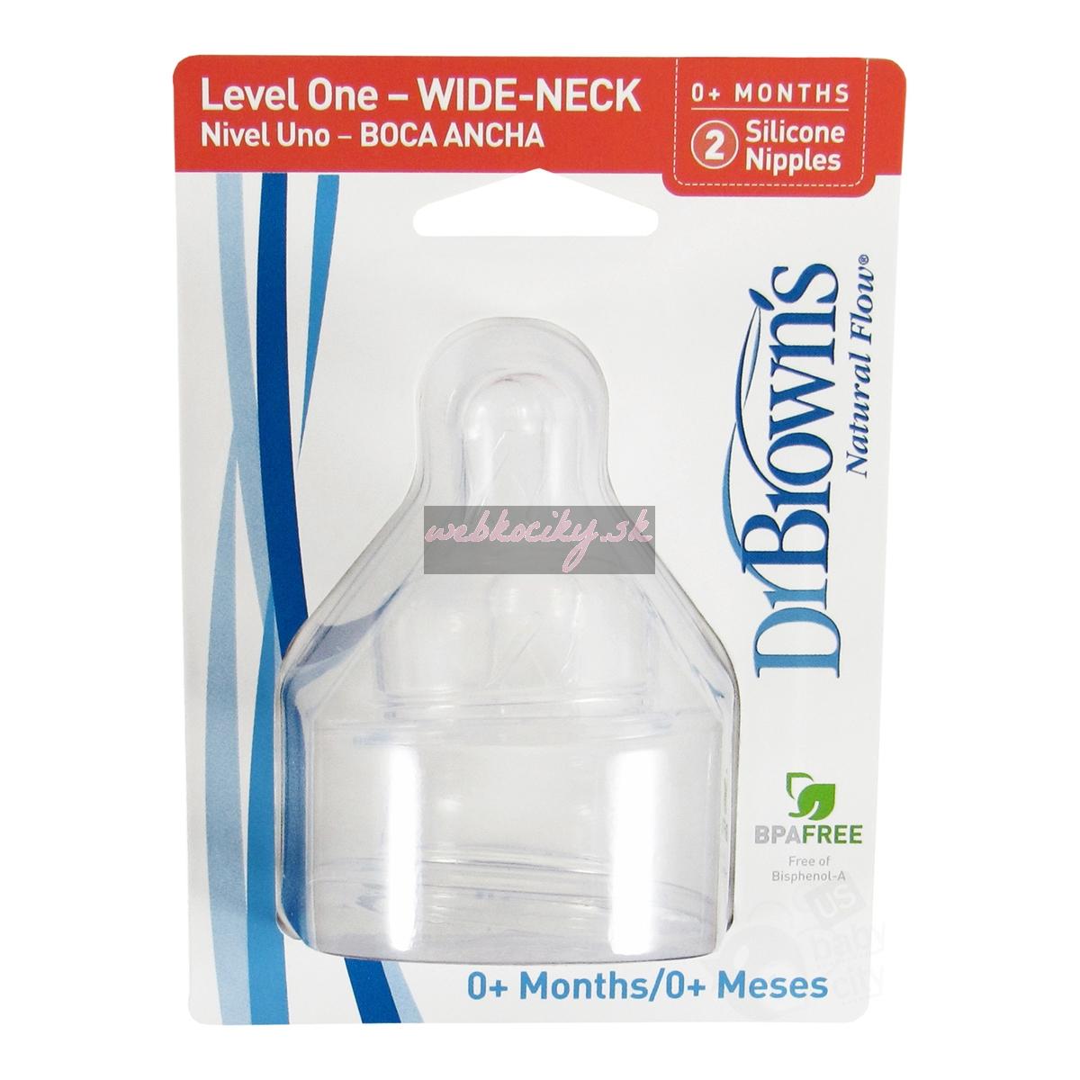Dr.Browns Cumlíky na fľašu Wide-Neck Level-1 2ks