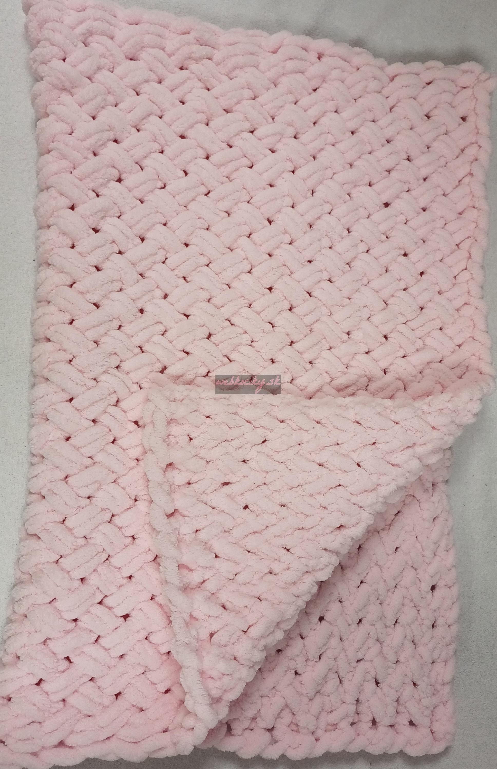 Ručne pletená deka ružová