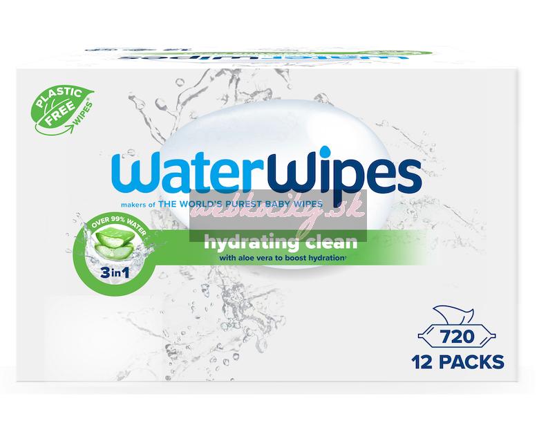 12x WATERWIPES Obrúsky vlhčené Hydrating clean with aloe vera 3in1 60 ks (720 ks)