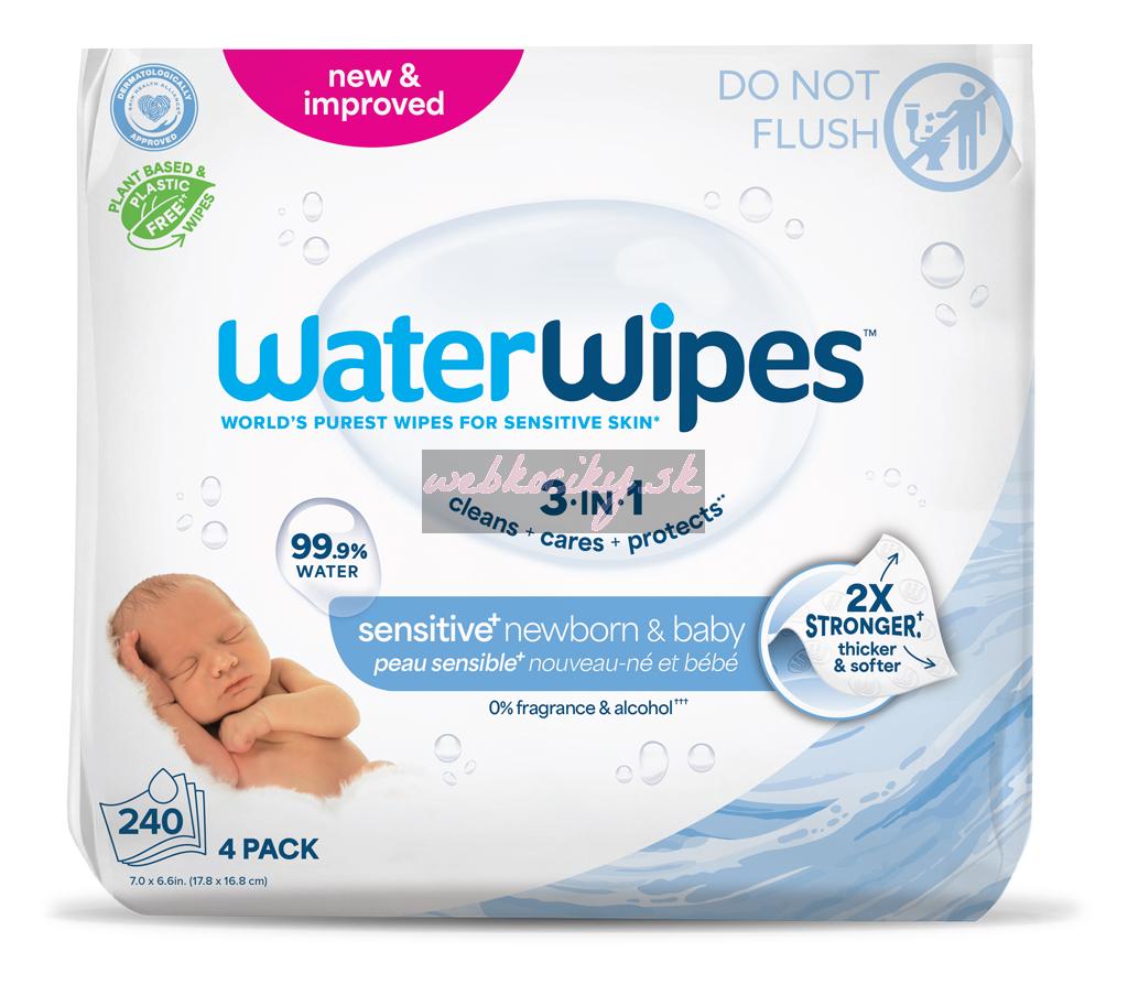4X WATERWIPES Obrúsky vlhčené Newborn&Baby 3in1 60 ks (240 ks)