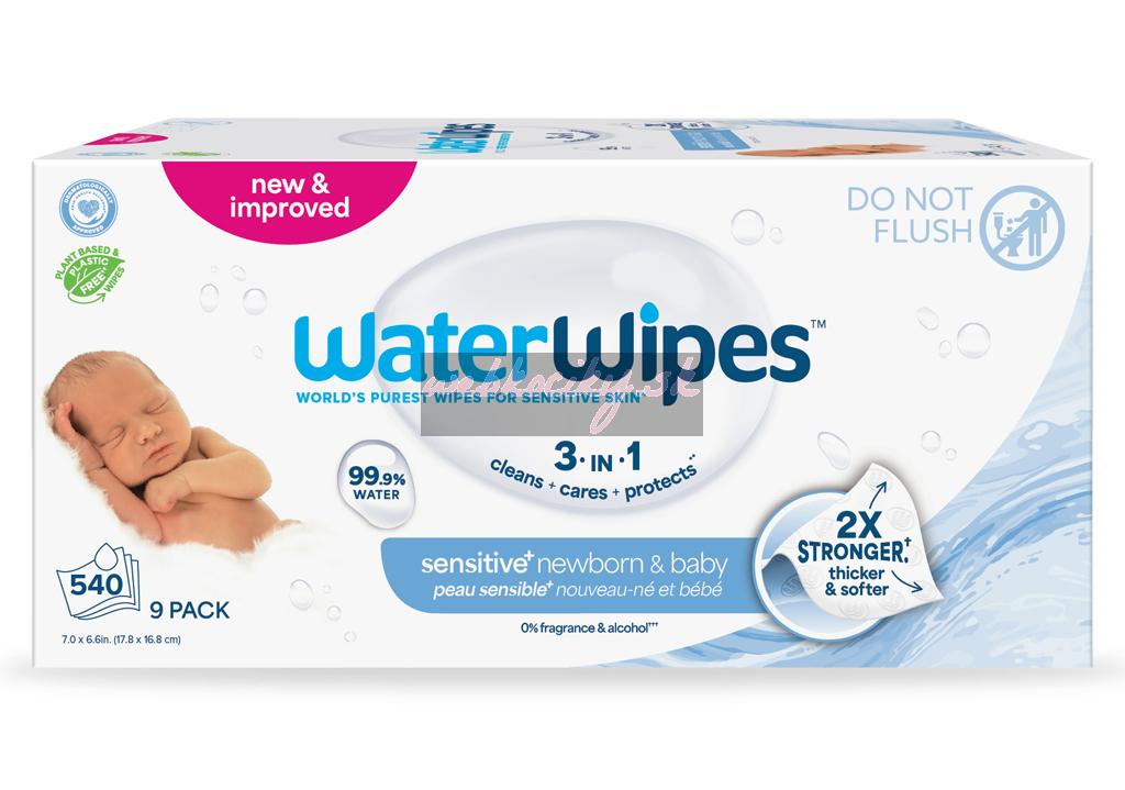 9X WATERWIPES Obrúsky vlhčené Newborn&Baby 3in1 60 ks (540 ks)