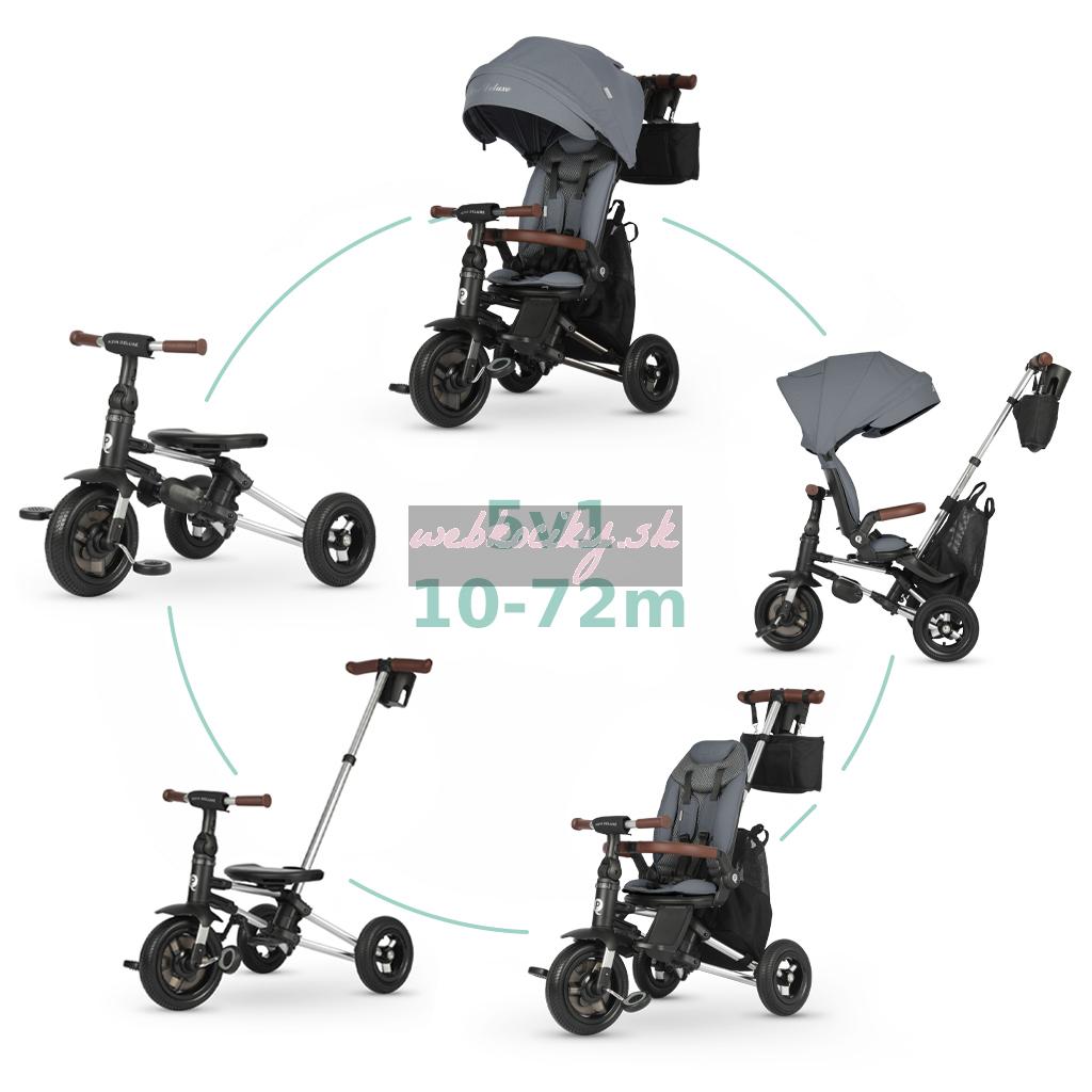 QPLAY Trojkolka Nova Deluxe 5v1 Grey, 10-72 mesiacov