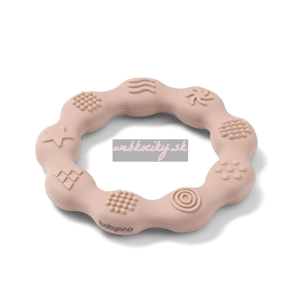 BABYONO Hryzátko silikónové Krúžok Beige