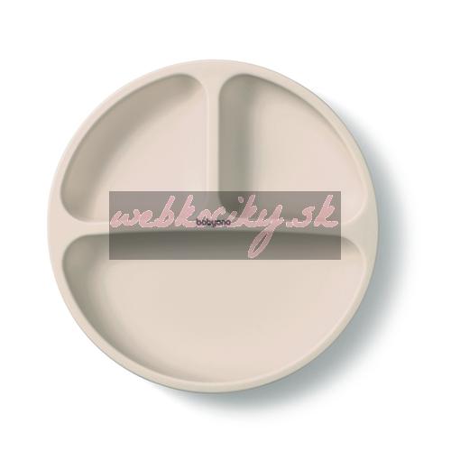 BABYONO Tanier silikónový s prísavkou - beige 6m+