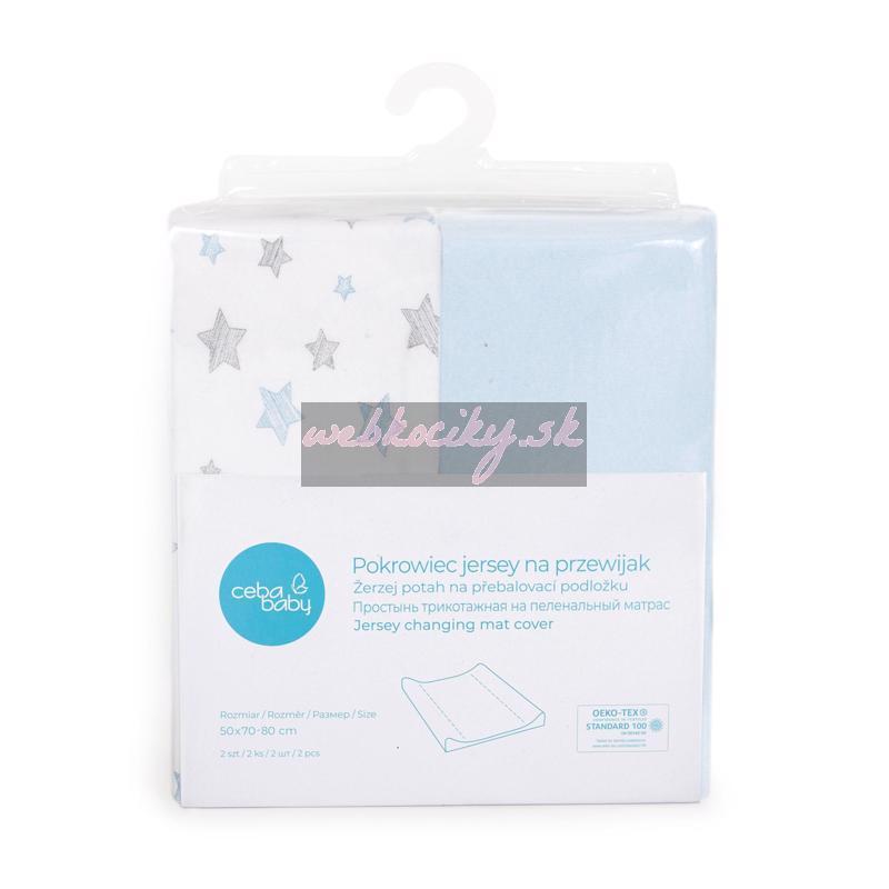 CEBA BABY Poťah na prebaľovaciu podložku 50x70-80 cm 2 ks Blue+Blue Stars