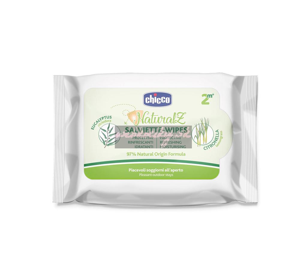 CHICCO Obrúsky proti komárom ochranné a osviežujúce Natural Z, 97% prírodných zložiek 20ks, 2m+