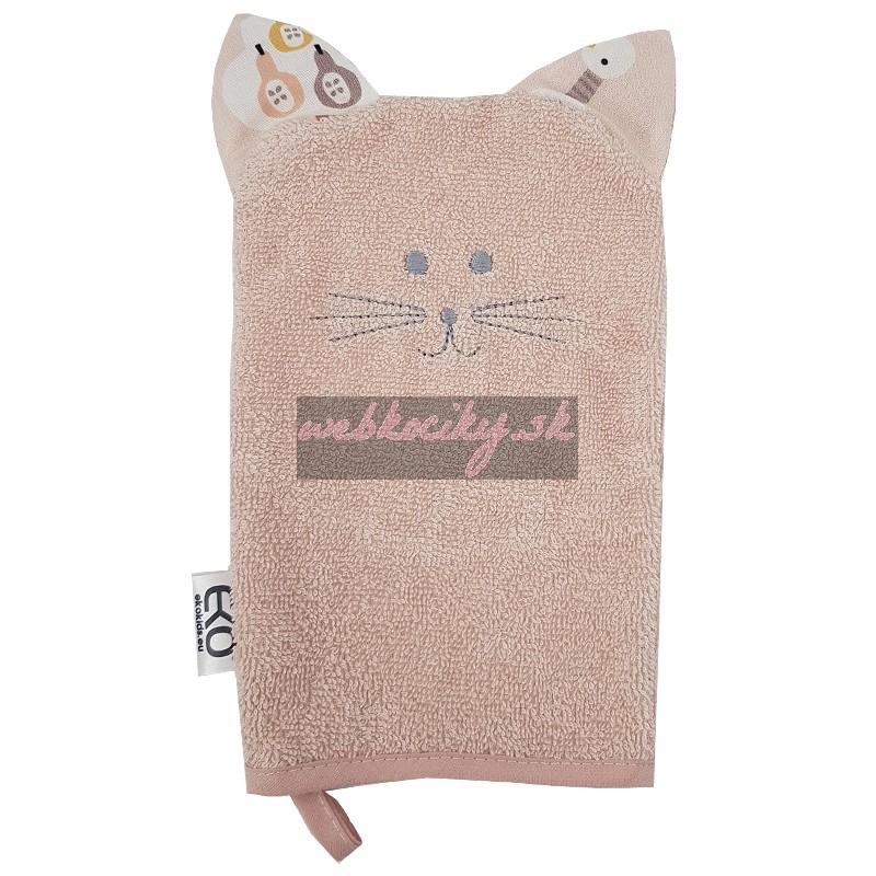 EKO Žinka bavlnená s uškami Cat Rose pink 20x15 cm