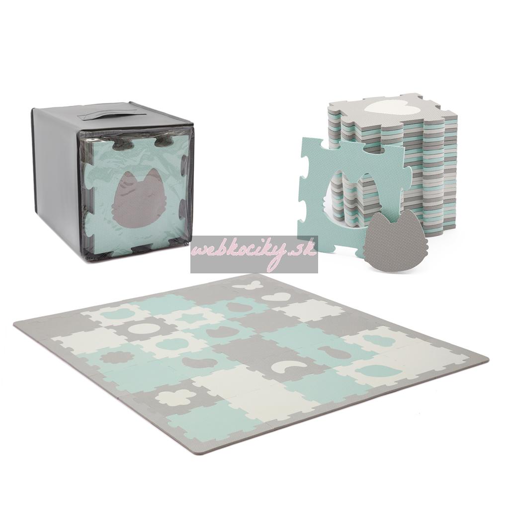 KINDERKRAFT Podložka penová puzzle Luno Shapes 185 x 165 cm Mint, 30ks, Premium
