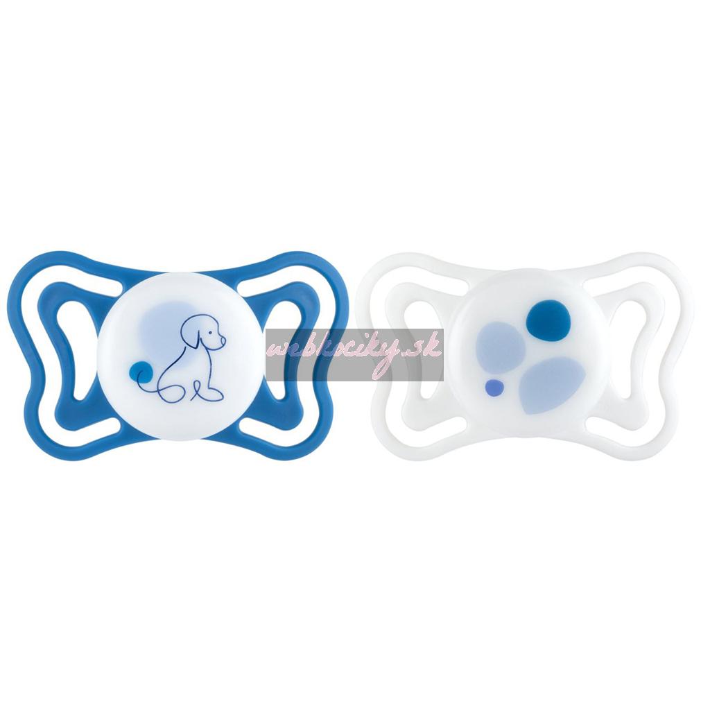 CHICCO Cumlíky Physioforma Light silikónové ortodontické modré 6-16m, 2 ks