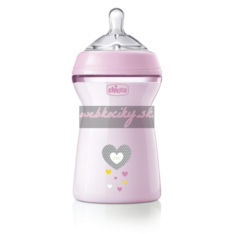 CHICCO Fľaša dojčenská antikolik Natural Feeling 330 ml dievča 6m+