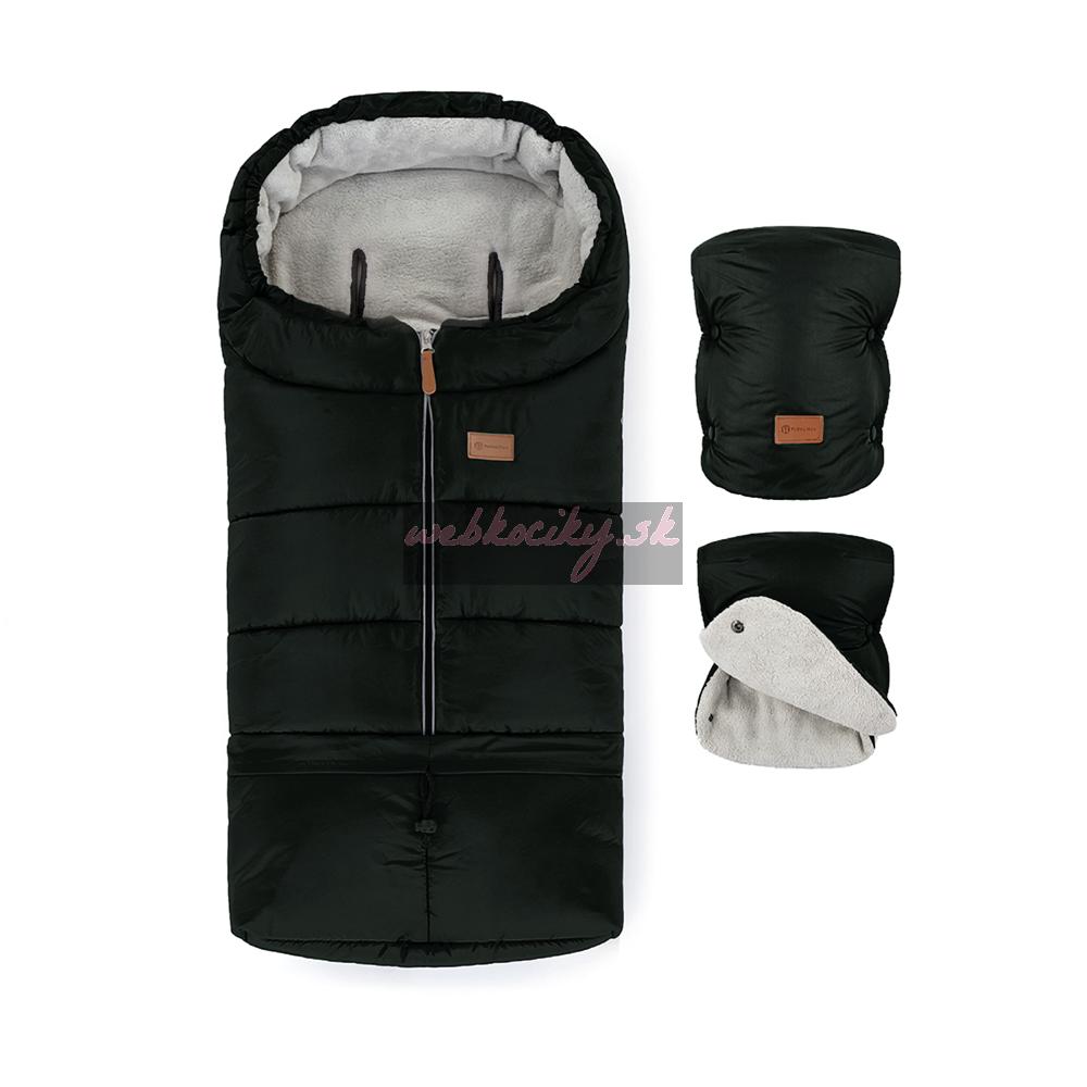 PETITE&MARS Set zimný fusak Jibot 3v1 + rukavice na kočík Jasie Ink Black