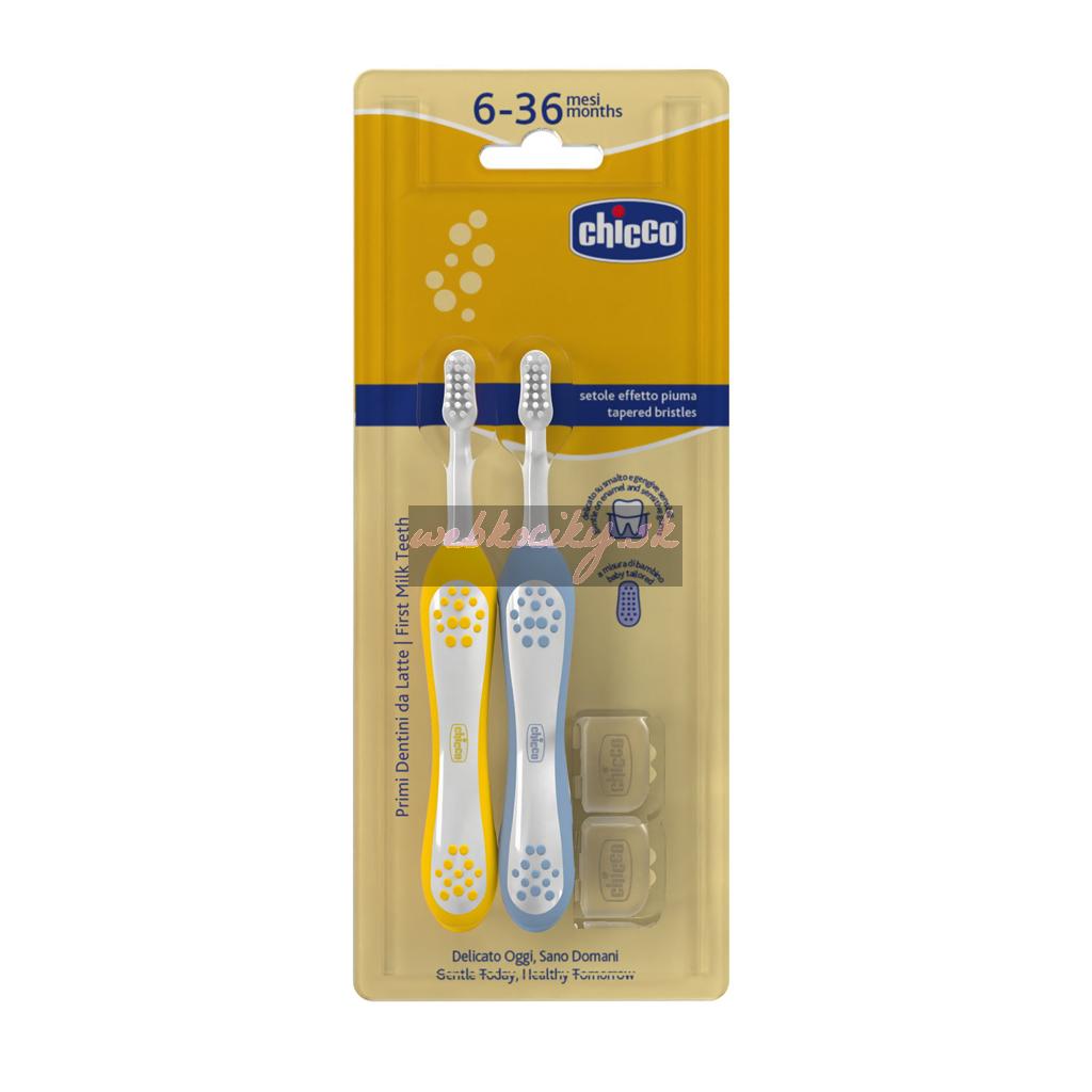 CHICCO Set zubných kefiek pre deti Indigo-Mustard 6-36m, 2ks