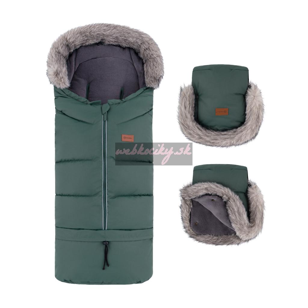 PETITE&MARS Set zimný fusak Arctic 4v1 + rukavice na kočík Furry Veritable Khaki