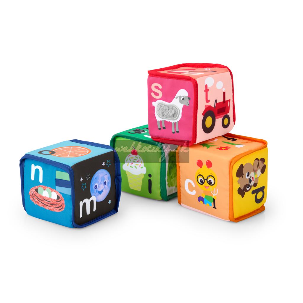 BABY EINSTEIN Hračka textilná kocky abeceda Alpha Stacks™ 4ks, 3m+