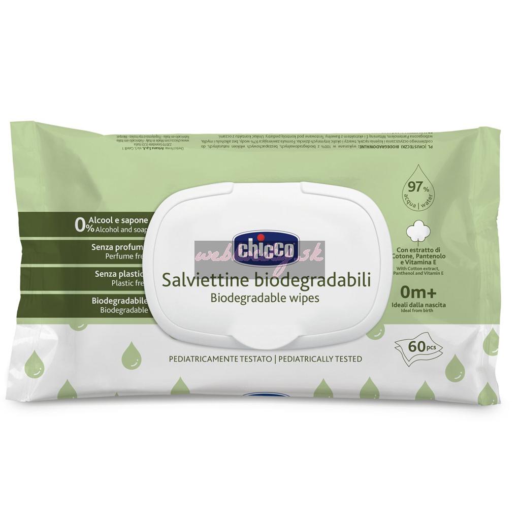CHICCO Detské vlhčené obrúsky bez obsahu plastov 60 ks
