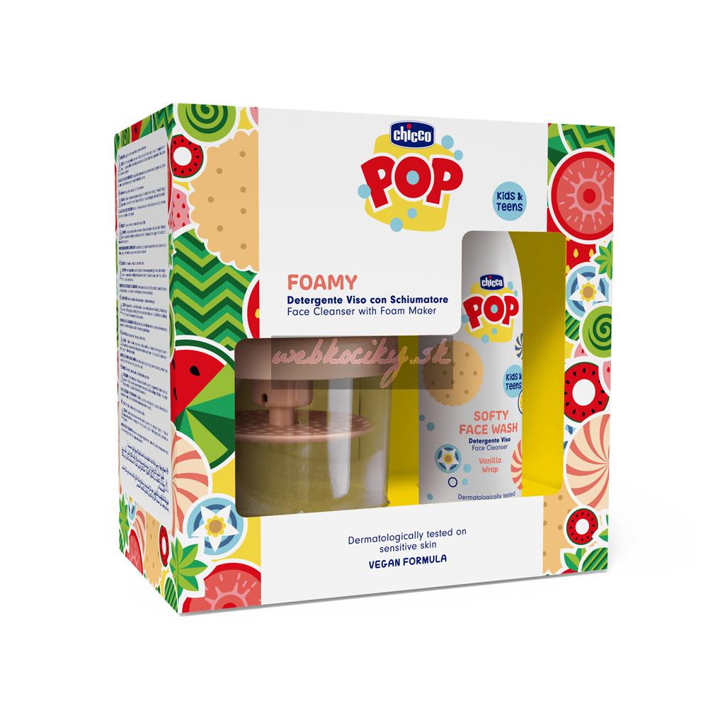 CHICCO Jemný čistiaci gél na tvár POP Softy Vanilla 150ml s peniacim dávkovačom