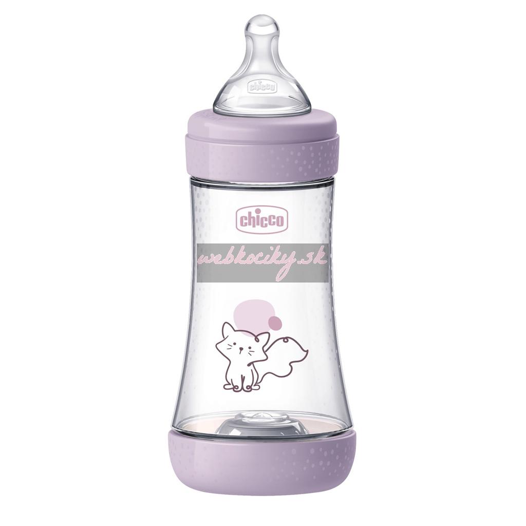 CHICCO Fľaša dojčenská antikoliková Perfect5 240 ml dievča stredný prietok 2m+