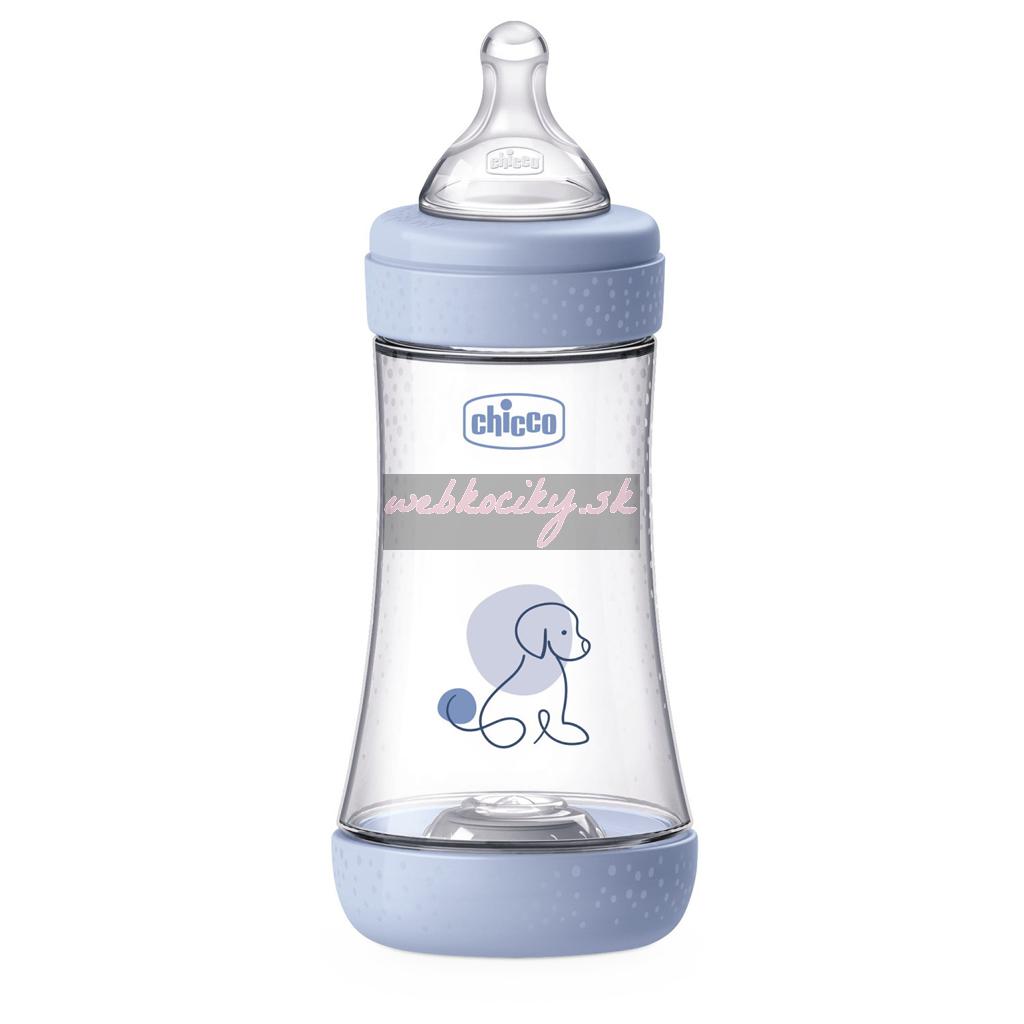 CHICCO Fľaša dojčenská antikoliková Perfect5 240 ml chlapec stredný prietok 2m+