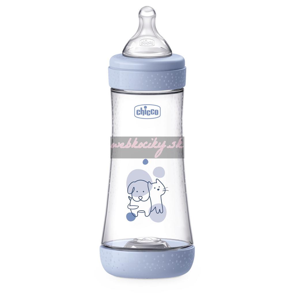 CHICCO Fľaša dojčenská antikoliková Perfect5 300 ml chlapec rýchly prietok 4m+
