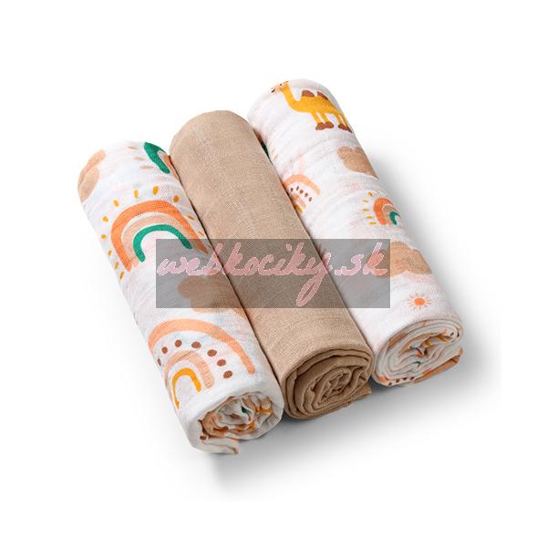BABYONO Plienky mušelínové Super soft 3 ks - béžová