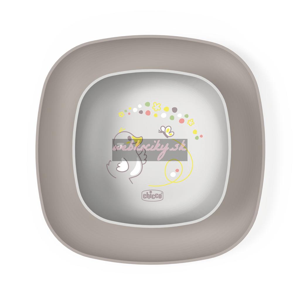CHICCO Set jedálenský - miska a tanier grey 12m+
