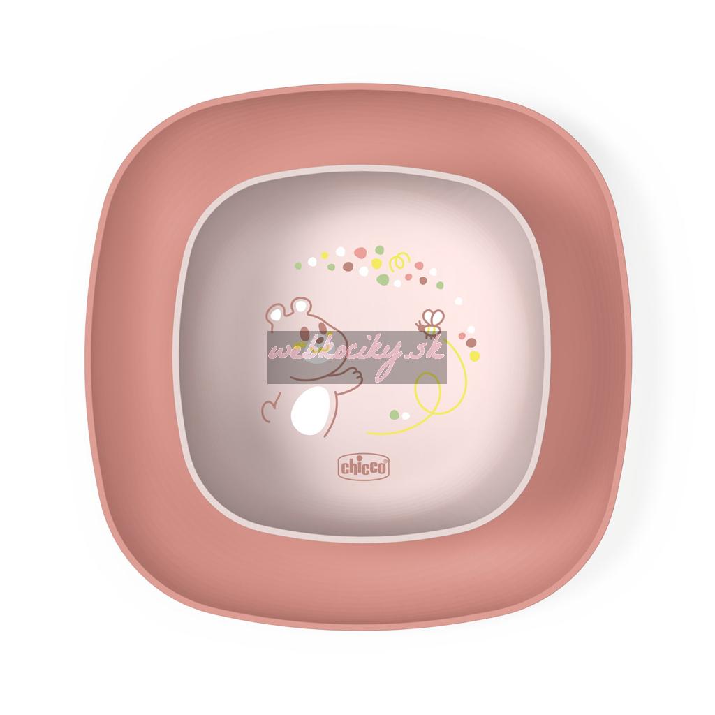 CHICCO Set jedálenský - miska a tanier pink 12m+