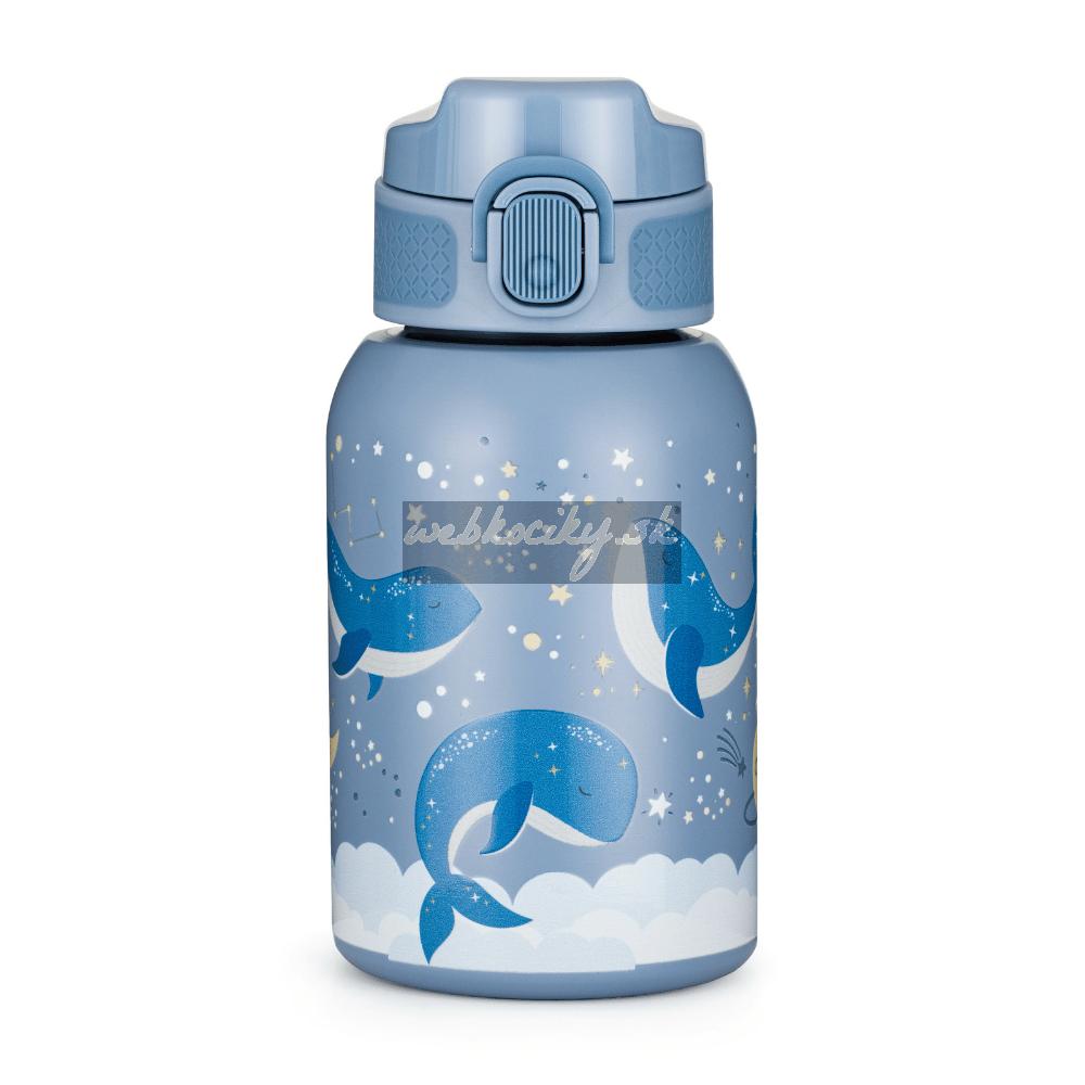 PETITE&MARS Fľaša nerezová termo so slamkou 350 ml Whale Song 12m+
