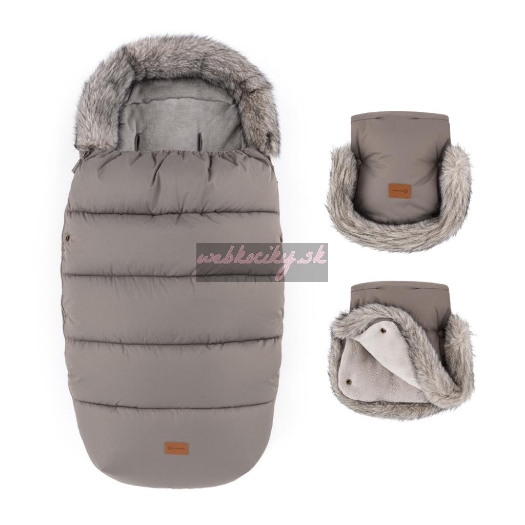 PETITE&MARS Set zimný fusak Comfy 4v1 + rukavice na kočík Furry Mocha Mousse