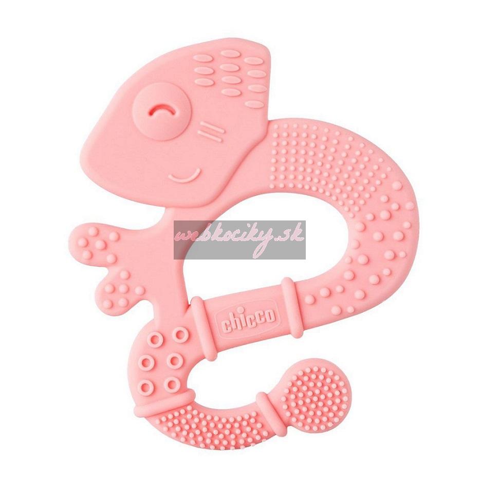 CHICCO Hryzačka silikónová Super Soft Chameleón ružový 2m+