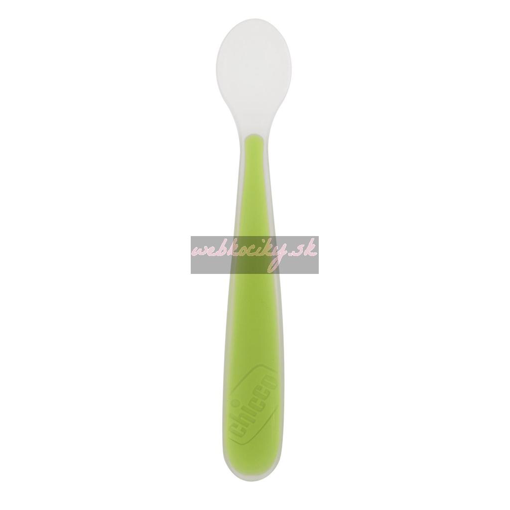 CHICCO Lyžička silikónová Soft zelená 6m+