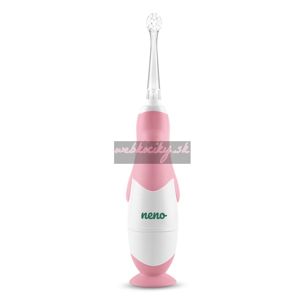 NENO Kefka zubná Denti Pink elektronická pre deti 3–36 m s LED svetlom a 4 nadstavcami, rúžová