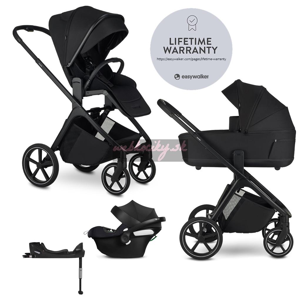 EASYWALKER Kočík kombinovaný Zoey Pure Black + CBX By CYBEX Aton B2 i-Size + základňa