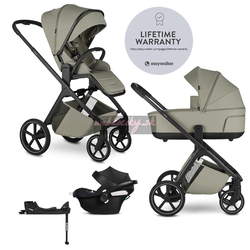 EASYWALKER Kočík kombinovaný Zoey Sage Green + CBX By CYBEX Aton B2 i-Size + základňa