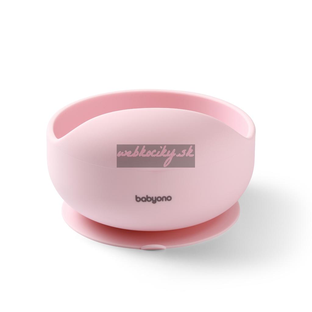 BABYONO Miska silikónová s prísavkou - pink 6m+
