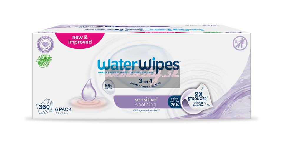 6X WATERWIPES Obrúsky vlhčené Soothing clean 3in1 60 ks (360 ks)