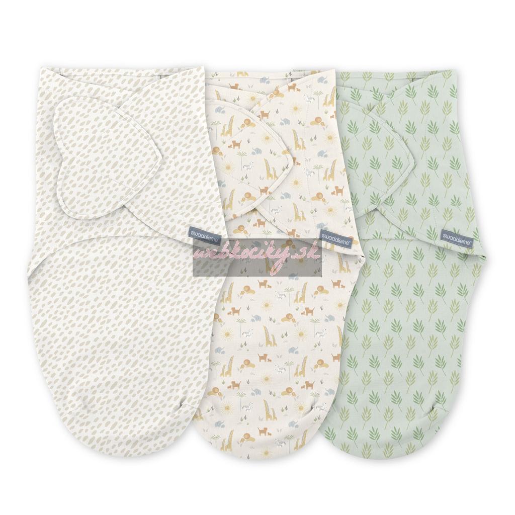 INGENUITY Zavinovačka SwaddleMe™ Uliatka bavlna 1 TOG 0-3m Monogram Collection™ Safari Swaddle, 3ks