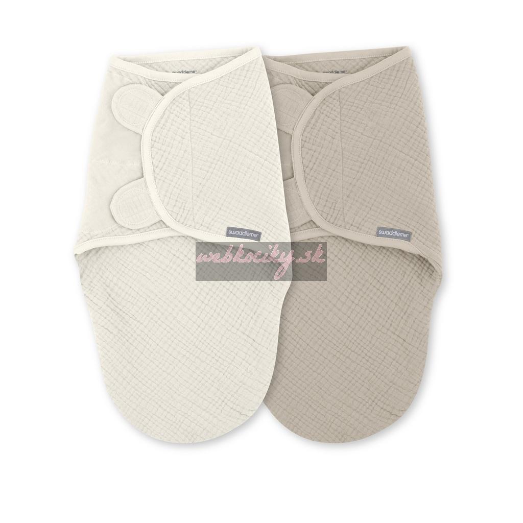 INGENUITY Zavinovačka SwaddleMe™ Uliatka mušelín 1 TOG 0-3m Cream/Cashew, 2 ks