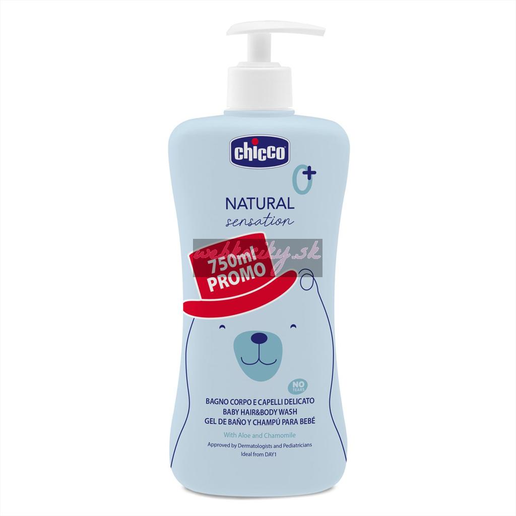 CHICCO Sprchový gél 2v1 na telo a vlasy s aloe a kamilkou Natural Sensation 750 ml, 0 m+