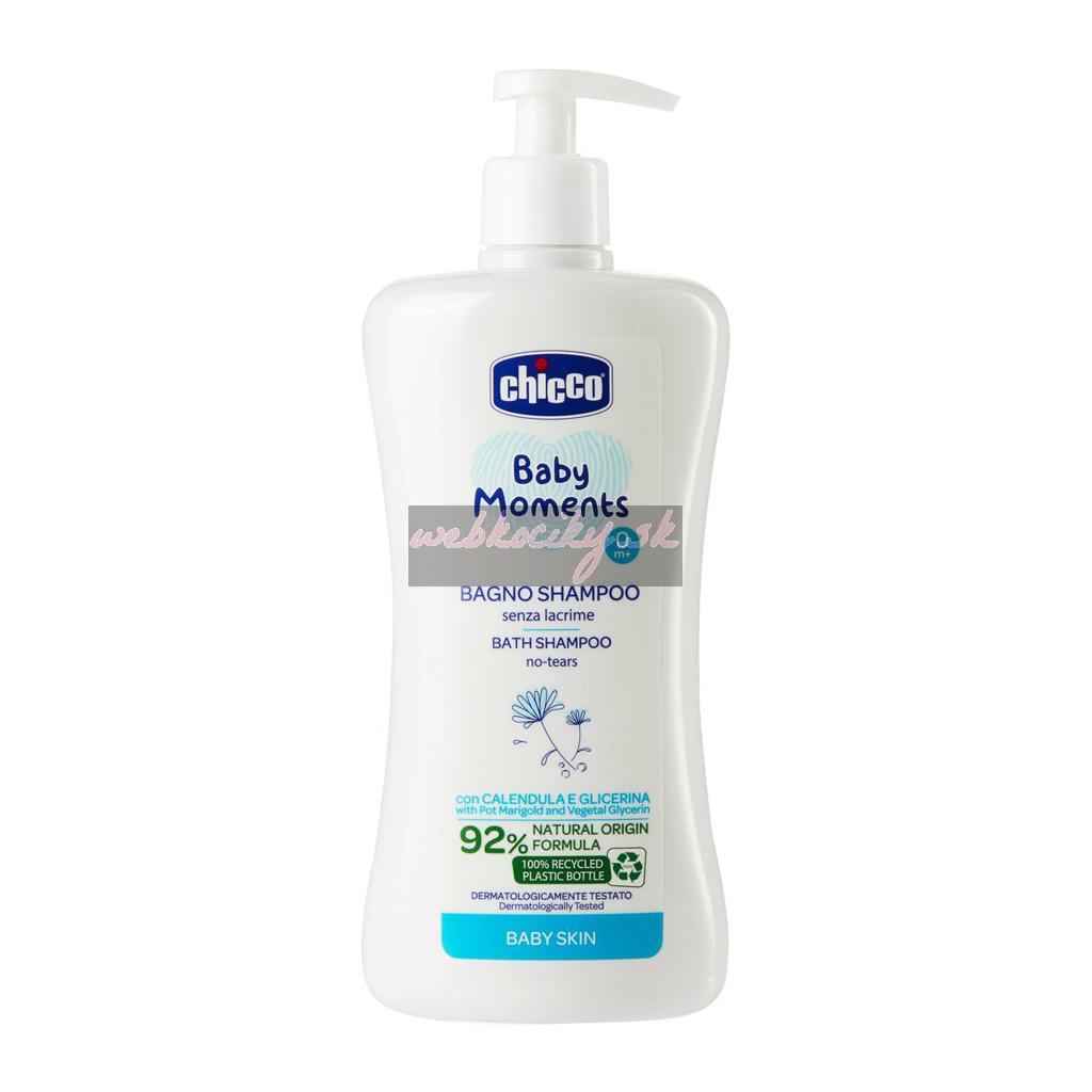 CHICCO Sprchový gél 2v1 na vlasy a telo s dávkovačom Baby Moments 500 ml, 0m+