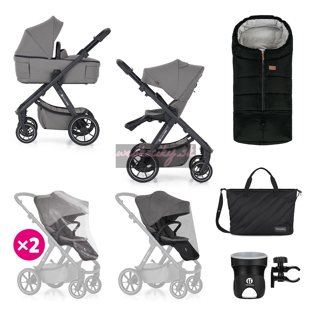 PETITE&MARS Kočík kombinovaný ICON 2v1 Dove Grey XXL RWS