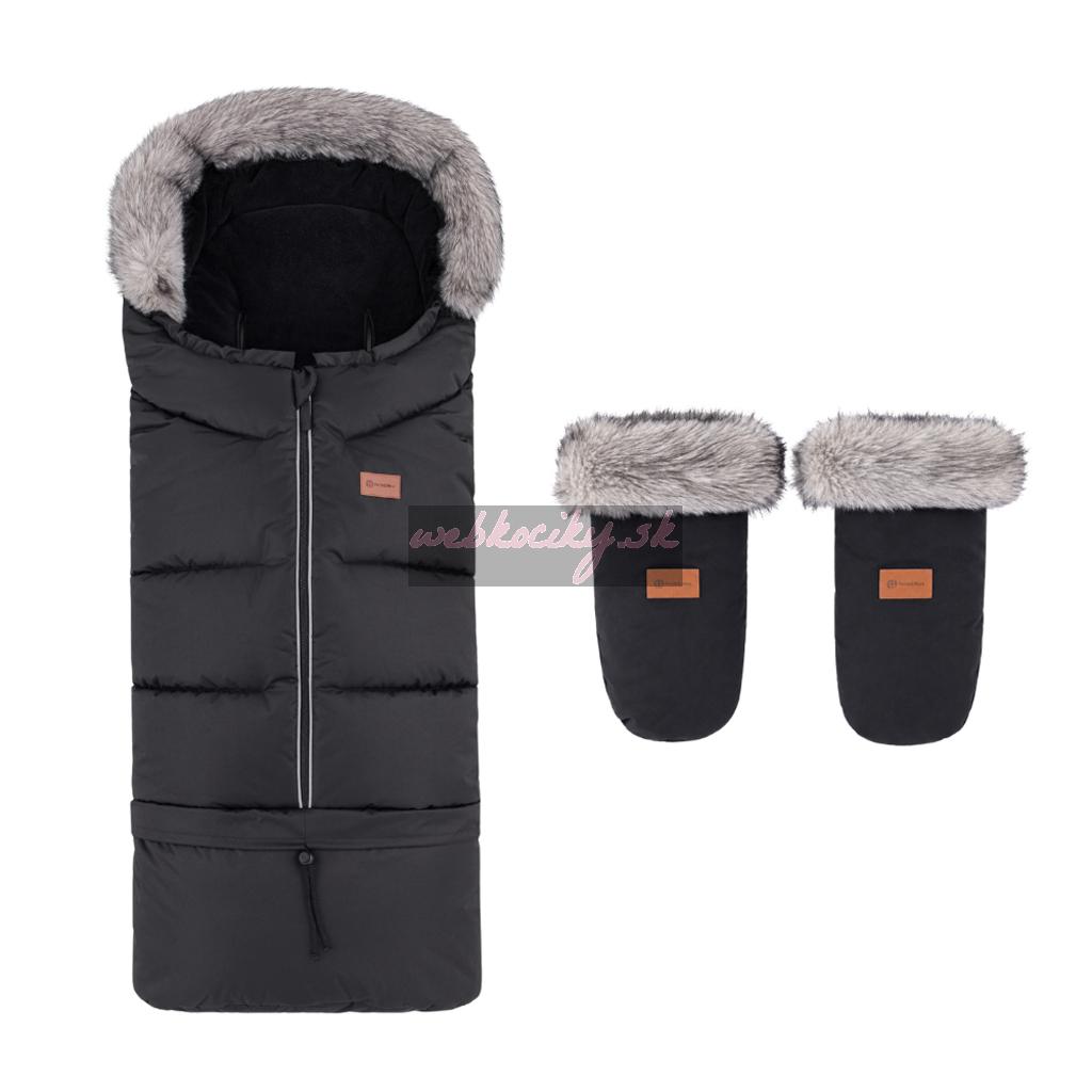PETITE&MARS Set zimný fusak Arctic 4v1 + rukavice na kočík Fjora Forever Black
