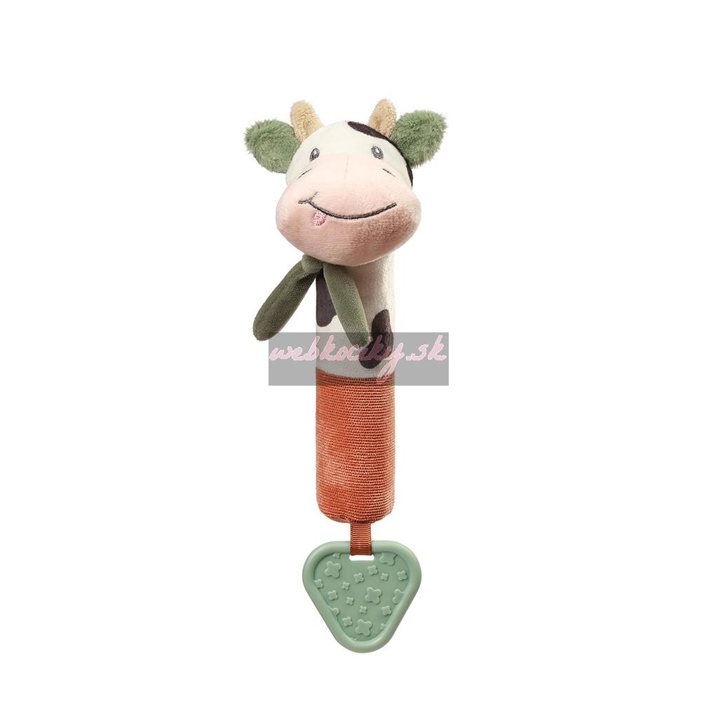 BABYONO Hračka pískacia s hryzačkou Cow Bingo 6m+