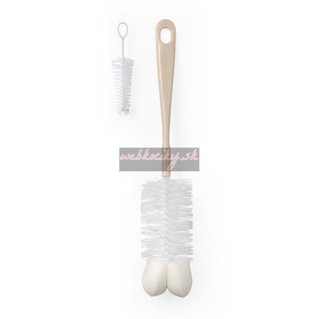 BABYONO Kefa na dojčenské fľaše s mini kefkou Beige