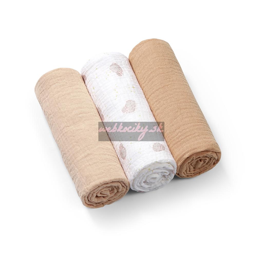 BABYONO Plienky mušelínové Super Soft 3 ks, Beige 70 x 70 cm