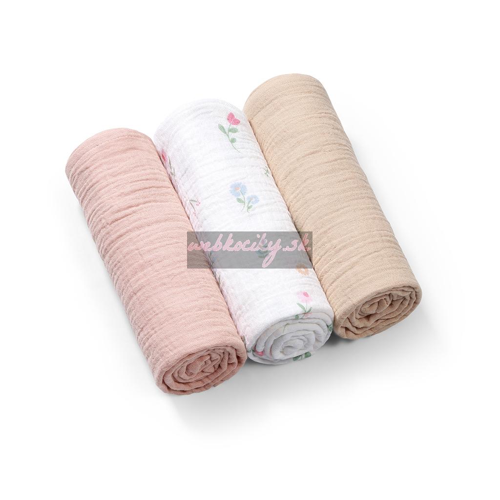 BABYONO Plienky mušelínové Super Soft 3 ks, Pink 70 x 70 cm